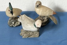3er Set Edelstein Vögel auf Kristall Mineral Handarbeit Papagei/Ente/Vogel