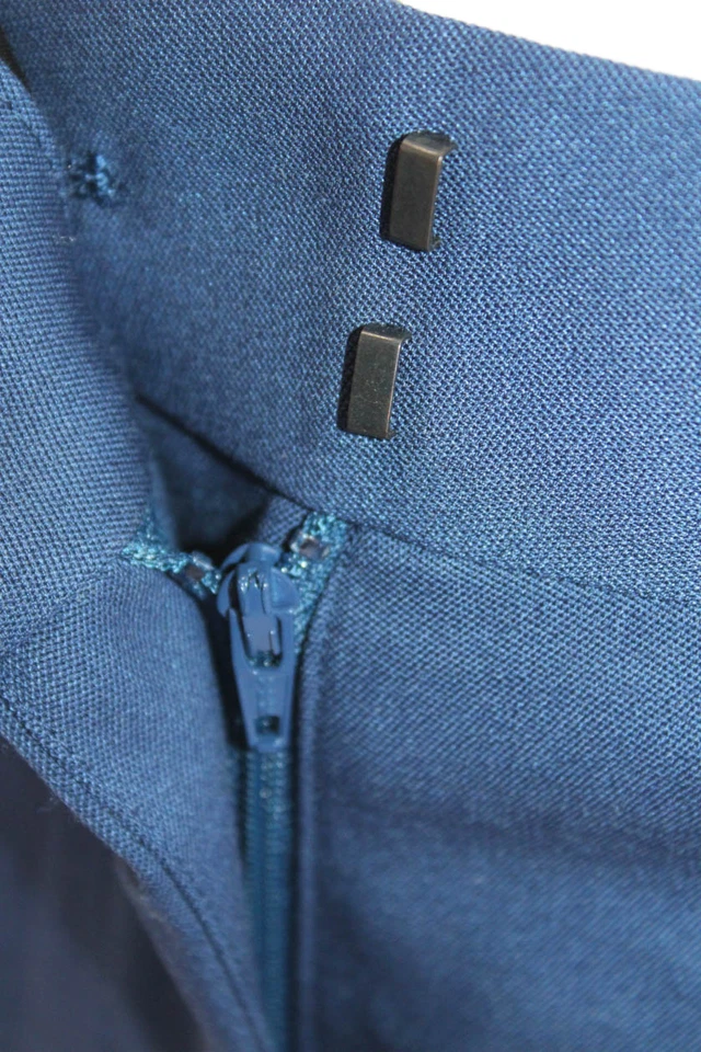 Pantalones Reiss para mujer mezcla de lana a medida ajustados pierna recta cremallera azul talla 2 Foto 4 de 4