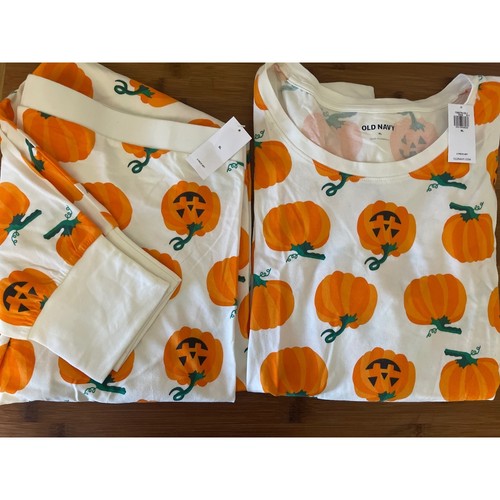 Neu mit Etikett Old Navy Damen XL Halloween Kürbis Pyjama 2-teilig Schlafanzug Nachtwäsche Langarm - Bild 3 von 8