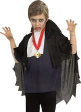 VAMPIR KOSTÜM KINDER Halloween Karneval Party Dracula Junge Umhang Jabot Amulett