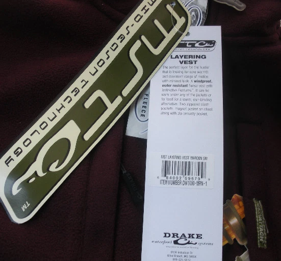 Drake Waterfowl 1602MRN-M Windproof Layering Maroon Fleece Vest Medium - Image 3 of 4