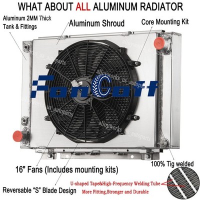 Aluminum 4 Rows Radiator Shroud Fan For 1961-66 Ford Thunderbird 6.4/6.6/7.0L V8