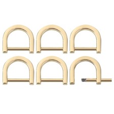 D-Rings Screw in Shackle, 6Pcs 14.7mm U Shape D Ring for Purse Bag DIY, Gold