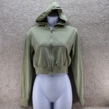 Divided H&M Womens Small Green Cropped Zip Ho...