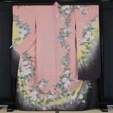 Cherry Blossom Butterfly Silk Kimono LL 165-170cm Used