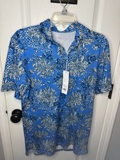 Lilly Pulitzer Southern Tide Ryder Polo Shirt Mens S Croc  Lock It Boca Blue
