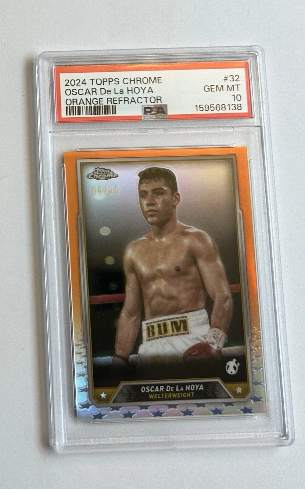 PSA 10 - 2024 Topps Chrome Boxing Orange Refractor Oscar De La Hoya #6/25