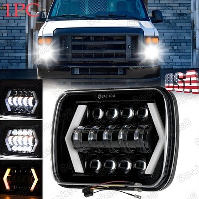For Ford E-100 E-150 E-250 E-350 Econoline 5x7'' inch LED Headlight Hi/Lo DRL H4
