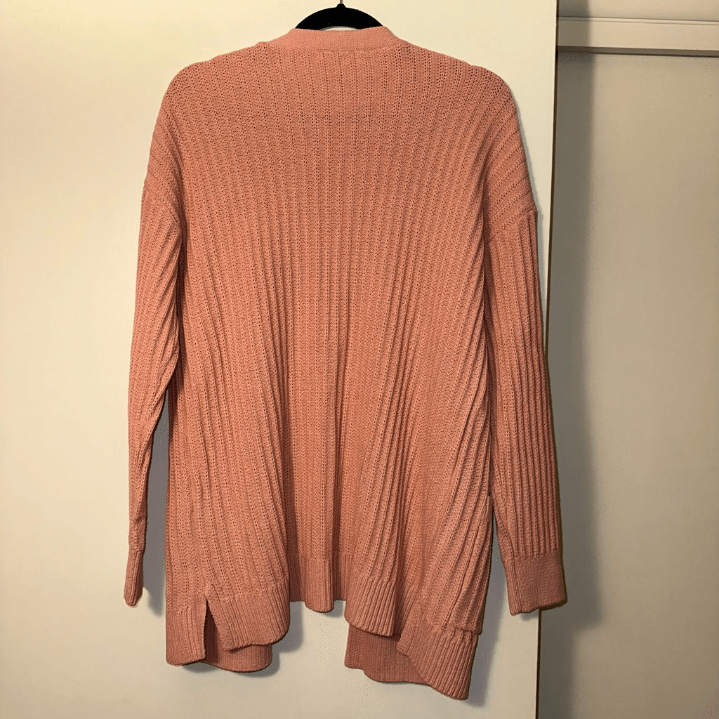 Time and True Large Pink Chunky Knit Womens Open Front Cardigan Sweater EUC