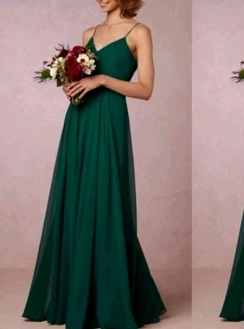 Maxi Vestido BHLDN Jenny Yoo Inesse Verde Esmeralda Talla 4 Baile de graduación Formal Boda Foto 3 de 4