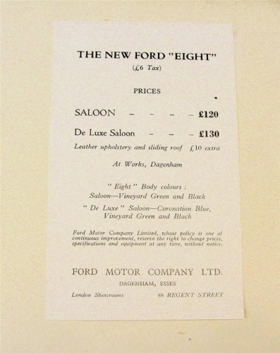FORD EIGHT Car Sales Brochure Dec 1937 #T4687/1237 New Shape - Picture 7 of 8