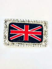 Union Jack Buckle With Faux Snakeskin  Crystal Rhinestones Handmade  Designed