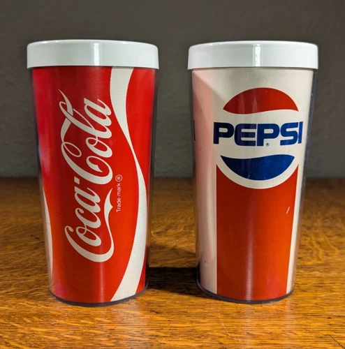 Vintage Thermo Serv Pepsi Cola and Coca-Cola Insulated Tumbler Cups Made In USA