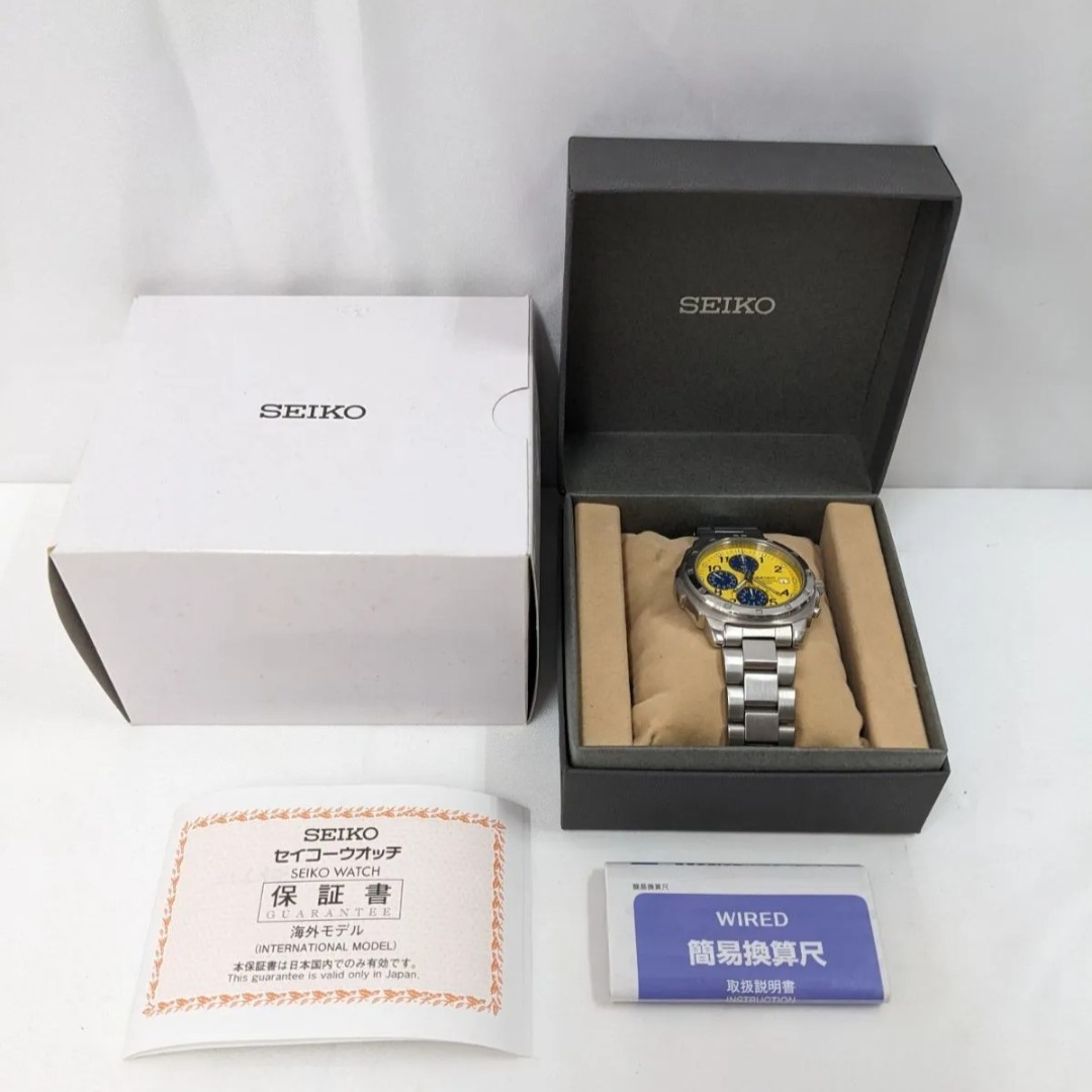 SEIKO Chronograph 7T92-0CA0 Yellow Dial Quartz Men's Watch [Near