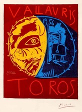 Original Farblithografie nach Pablo Picasso 1881-1973 von 1956 "Vallavris Toros"