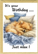 Pomeranian Dog Birthday Card  (4"x 6")  - blank inside - by Starprint