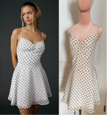 Urban Outfitters Women’s Large NWT White Black Chiffon Mini Dress Polka Dot