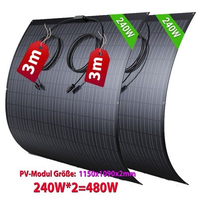 480W FLEXIBEL SOLARMODUL SOLARPANEL FÜR BALKONKRAFTWERK WOHNMOBIL CAMPING--NEU 