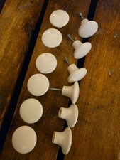 Vintage Mid Century White Porcelain Cabinet Drawer Knobs Pull lot of 12 Matching