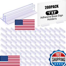 Fulmoon 200 Pcs Adhesive Sign Holders for Counters, Shelves, Tables - 1x3"