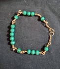 "7 1/2" 14k Gold Filled Malachite Beaded Bracelet