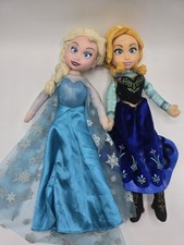 Anna Elsa Set Disney Frozen Plush Doll Vinyl Face 15  Just Play
