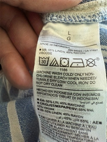 Old Navy Maxi Dress Blue White Chambray Striped Button Front Nautical Beach Sz L - Picture 6 of 6