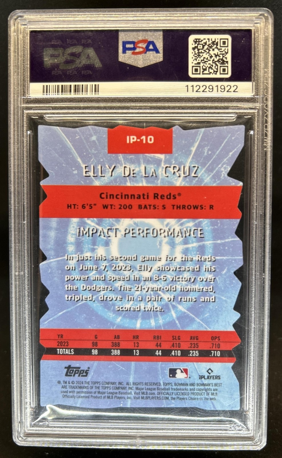 2024 Bowman's Best Elly De La Cruz Impact Players RC Rookie #IP-10 Reds PSA 10 view 2