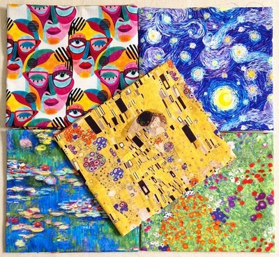 Fat Quarter Konvolut - Künstler Impressionist Abstrakter Druck Basteln Stoff Material
