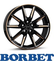 4X Borbet LX18 8,0X18 5/108 ET45 Black Glossy Gold Spoke Rim
