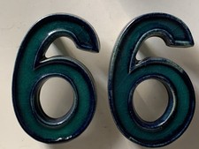 Vintage Alte Hausnummer 66 Bay Keramik Bodo Mans 70er Jahre midcentury Nummer