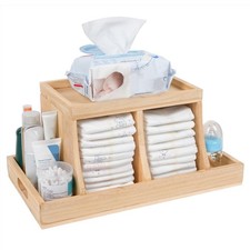 Diaper Caddy Organizer, Changing Table Organizer, Wooden Diaper Organizer for...