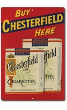 Chesterfield Cigarettes Sign Vintage Look Aluminum Tobacco Advertising