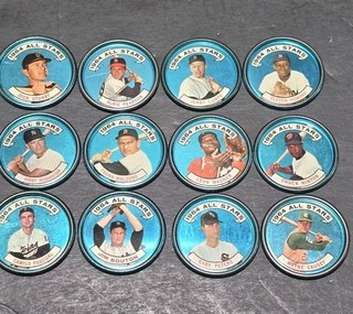 Vintage Lot Of 12 1964 Topps Baseball All Stars Steel Coins