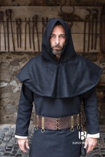 Burgschneider - Wool Cowl Cucullus Black medieval  fantasy costume