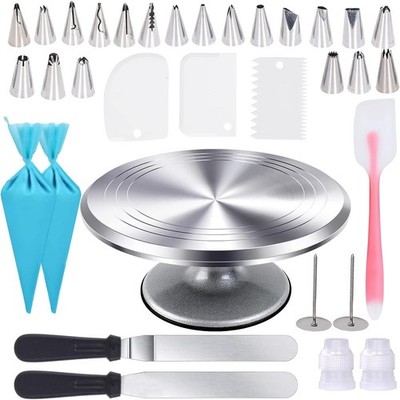 Cake Decorating Turntable Kit 12 Inch Aluminum 33 Piece Baking Supplies with