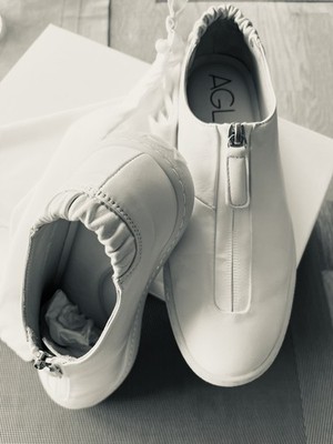 AGL Luxus Sneaker  NEU weiß 38,5 Reißverschl Lammleder Kollektion 2026 VP 315  