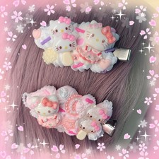 SET OF 2  Hello Kitty Decoden Hair Clips  Hand Made