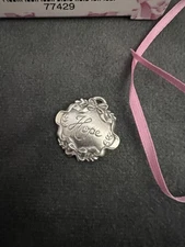 Longaberger Horizon of Hope Pewter Basket Tie-On w/ Ribbon Accessory MIB