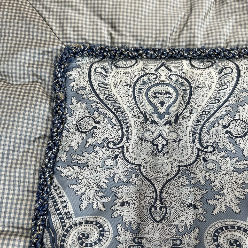 Juego de 2 fundas de almohada King hechas a medida a cuadros cachemir provincial francés azul Foto 2 de 4