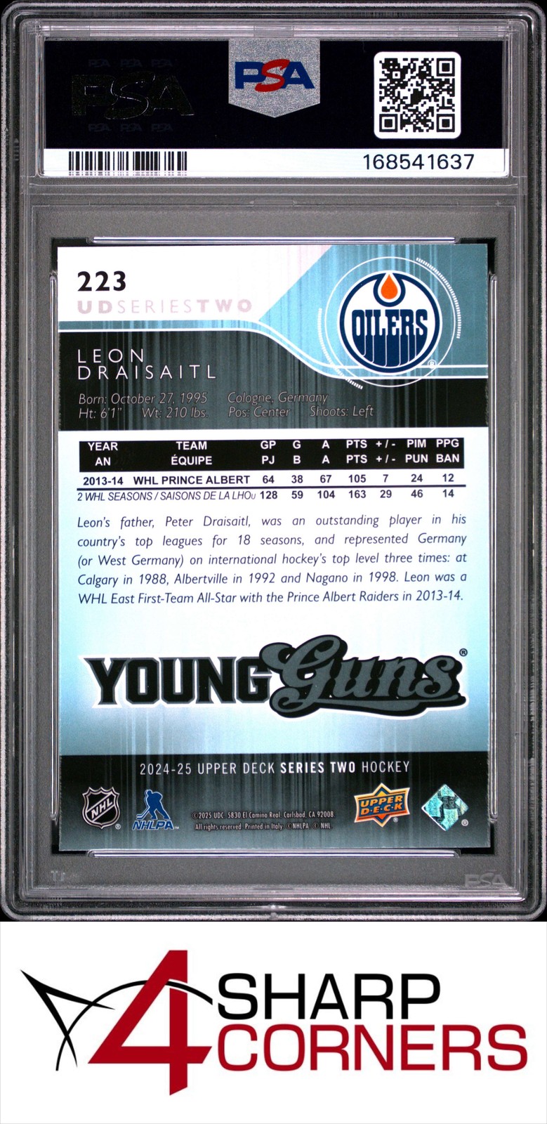 2024 UPPER DECK YOUNG GUNS RENEWED #223 LEON DRAISAITL PSA 10 view 2