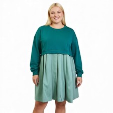 CES FEMME Contrast French Terry Pleated Mini Dress, NWOT! Size 2X