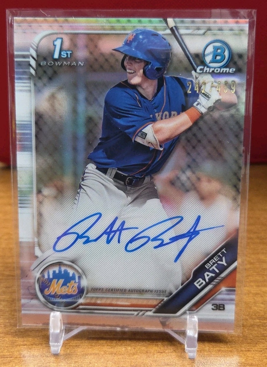 2019 Bowman Chrome Draft BRETT BATY 1st RC Autograph Refractor #/499 METS