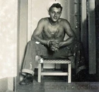 Abosrd Ship WW2 Tan Hunk Tattoo Sailor Man Writes Home Gay Int