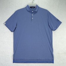 Ralph Lauren RLX Mens Polo Shirt Medium Blue Stripe Performance Golf Classic