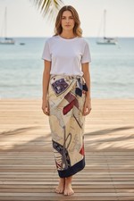 Lauren Ralph Lauren VTG Silk Yachting Nautical 90s Wrap Skirt 8 Old Money