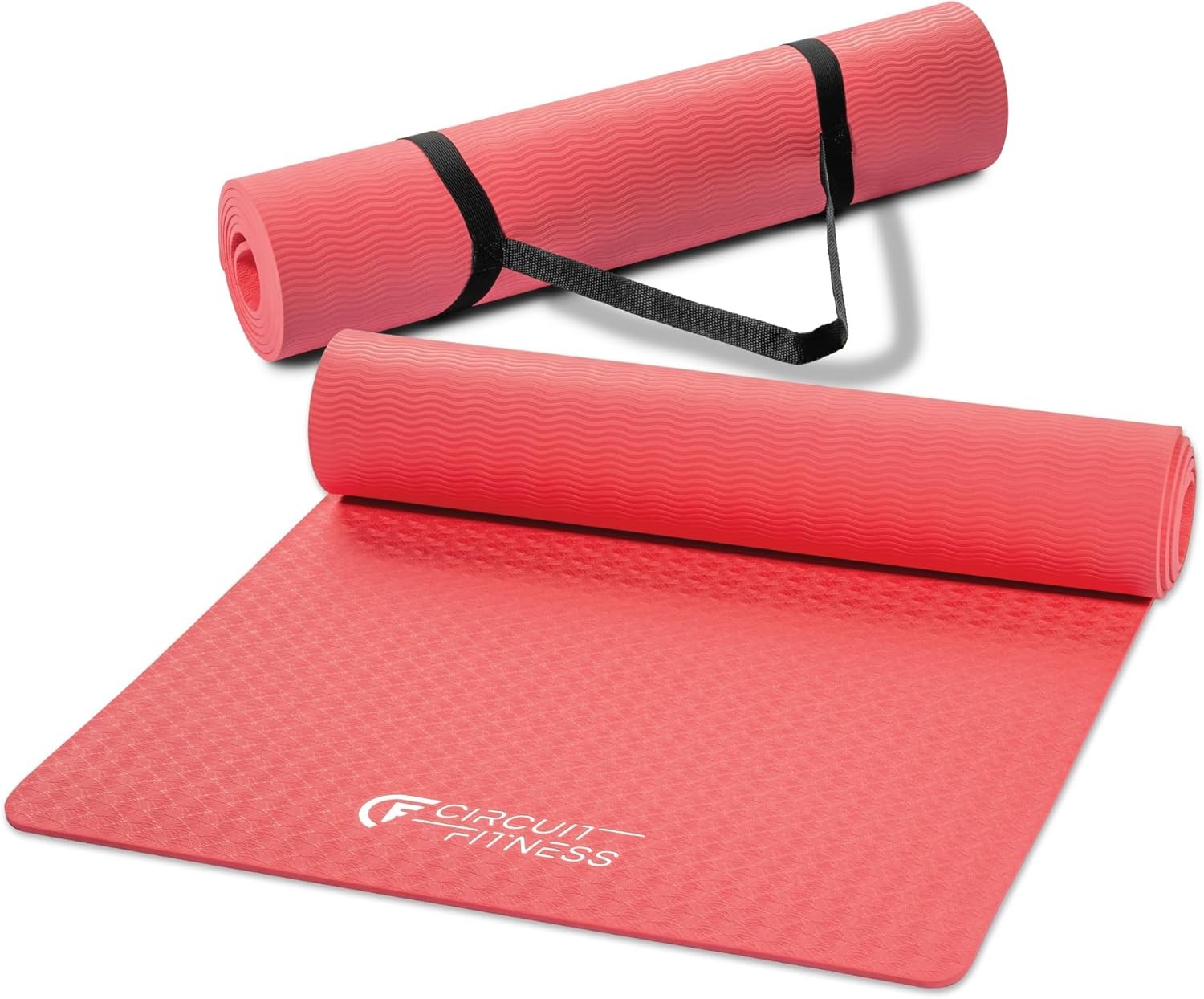 Non-slip multi-purpose exercise yoga mat with carrying strap by Circuit Fitness