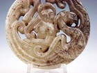 Old Nephrite Jade Stone Carved Pendant Ancient Figurine Riding Phoenix #08122307 — photo 3