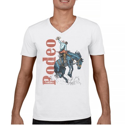 Cowboy Rodeo Men's V-Neck T-shirt Bucking Bronc Horseback Riding Country Life