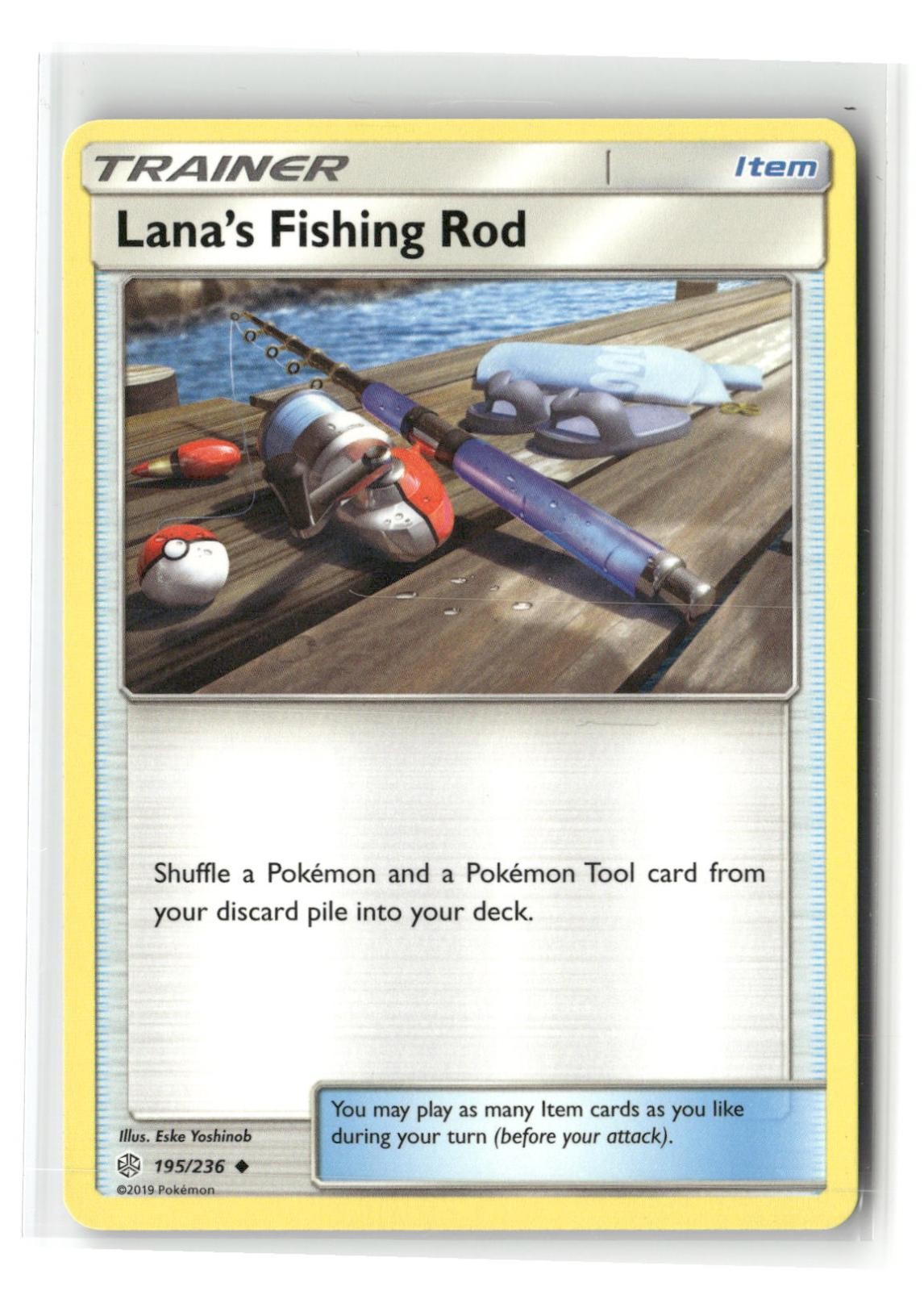 Lana's Fishing Rod Uncommon Cosmic Eclipse 195/236 Pokemon Near Mint